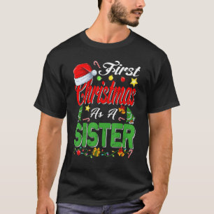 First Christmas As A Sister Santa Hat Pajama Xmas T-Shirt