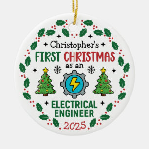 First Christmas As An Electrical Engineer Custom Ceramic Tree Decoration