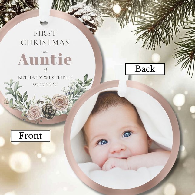 First Christmas as Auntie Photo Keepsake Ornament (First Christmas as Auntie Photo Acrylic Keepsake Ornament)