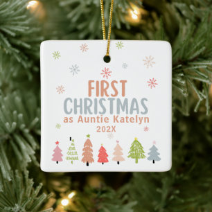 First Christmas as Auntie, Photo, Personalised Ceramic Ornament