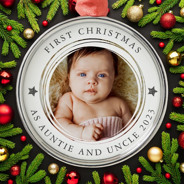 First Christmas as Auntie & Uncle Photo Metal Tree Decoration (Creator Uploaded)