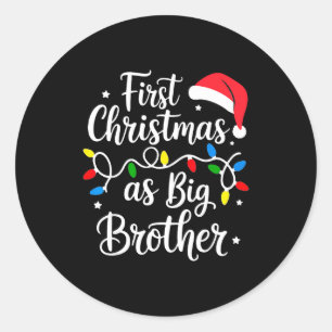 First Christmas As Big Brother Cute Holiday New Br Classic Round Sticker