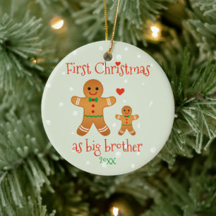 First Christmas as Big Brother - Gingerbread Men Ceramic Tree Decoration