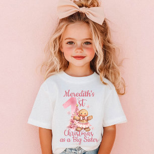 First Christmas as Big Sister Name Gingerbread Toddler T-Shirt