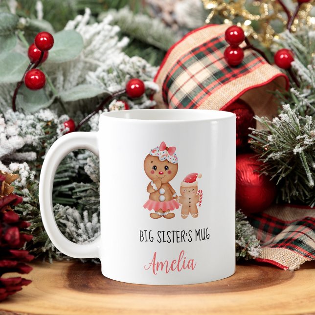 First Christmas as Big Sister Pink Gingerbread  Coffee Mug (Creator Uploaded)