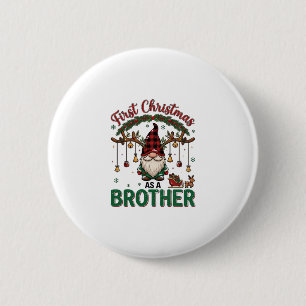 First Christmas As Brother Gnome Reindeer Sleigh 6 Cm Round Badge