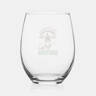 First Christmas As Brother Gnome Reindeer Sleigh Stemless Wine Glass