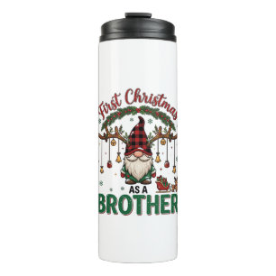 First Christmas As Brother Gnome Reindeer Sleigh Thermal Tumbler