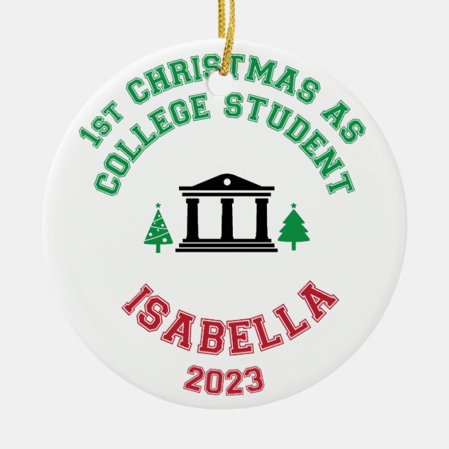 First Christmas as college student ornament (Front)