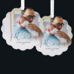 First Christmas as Daddy Name Year Photo Tree Decoration Card<br><div class="desc">First Christmas as Daddy Name Year Photo. An all-in-one ornament and card to warm new dad’s heart, with your favourite photo of them both and first Christmas in an informal set script. The rest of the text you can easily personalise. The same design is on both sides and will update...</div>