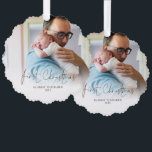 First Christmas as Daddy Name Year Photo Tree Decoration Card<br><div class="desc">First Christmas as Daddy Name Year Photo. An all-in-one ornament and card to warm new dad’s heart, with your favourite photo of them both and first Christmas in an informal set script. The rest of the text you can easily personalise. The same design is on both sides and will update...</div>