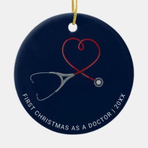 First Christmas As Doctor Frontline Worker Custom Ceramic Tree Decoration