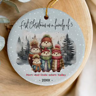 First Christmas as family of 5 cute animals Ceramic Tree Decoration