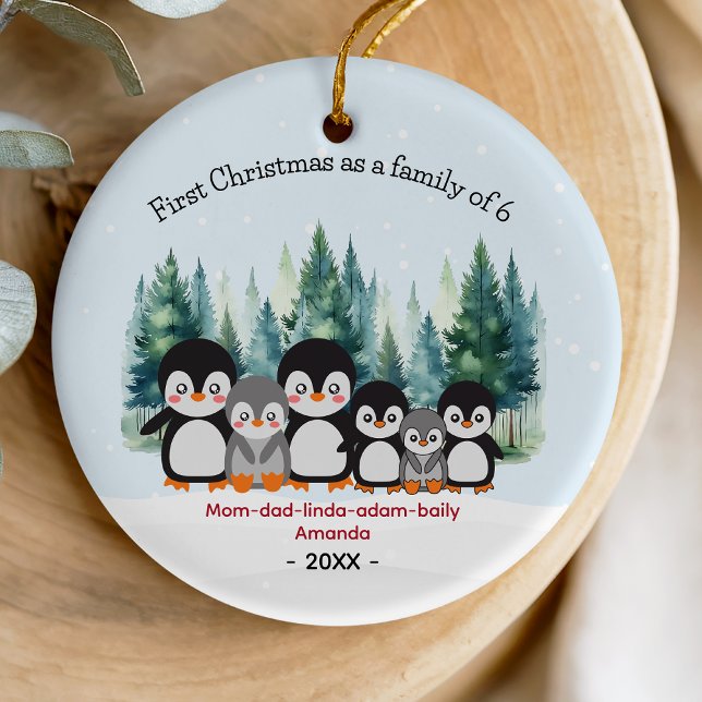 First Christmas as family of 6 penguins  Ceramic Tree Decoration (Creator Uploaded)