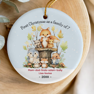 First Christmas as family of 7 cute fox Ceramic Tree Decoration