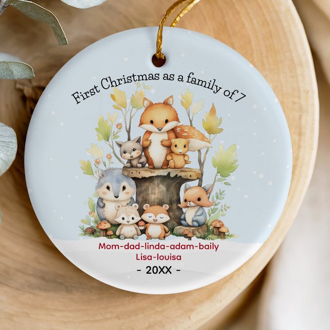First Christmas as family of 7 cute fox Ceramic Tree Decoration (Creator Uploaded)