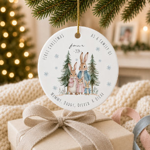 First Christmas As Family of Four Rabbit Ceramic Tree Decoration
