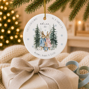 First Christmas As Family of Three Baby Boy Ceramic Tree Decoration