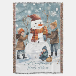 First Christmas as Family of Three Throw Blanket