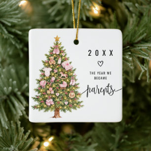 First Christmas as Girl Parents Photo Double Sided Ceramic Ornament