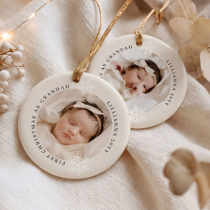 First Christmas as Grandad 2 Photo Personalised Ceramic Tree Decoration