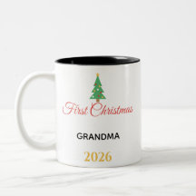 First Christmas As Grandma 2026 Two-Tone Mug