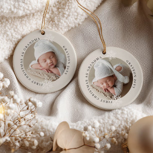 First Christmas as Grandma 2 Photo Personalised Ceramic Tree Decoration