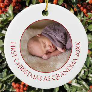 First Christmas as Grandma Baby Photo Ceramic Tree Decoration