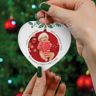 First Christmas as Grandma Baby Photos Ceramic Tree Decoration