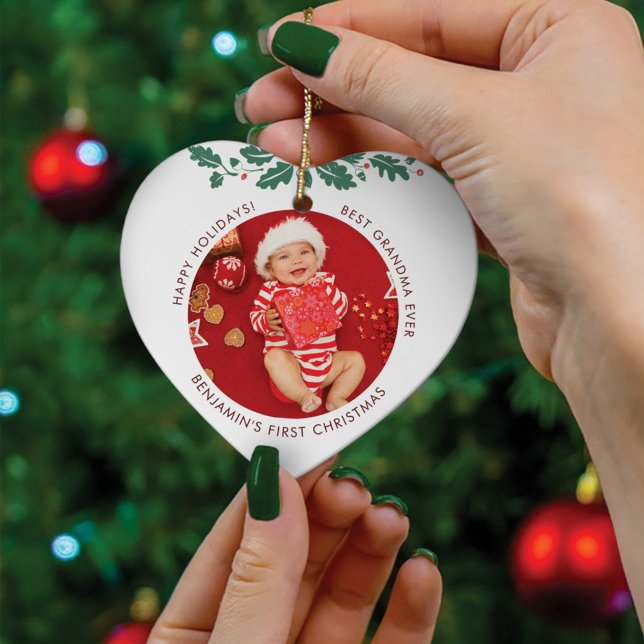 First Christmas as Grandma Baby Photos Ceramic Tree Decoration (Creator Uploaded)