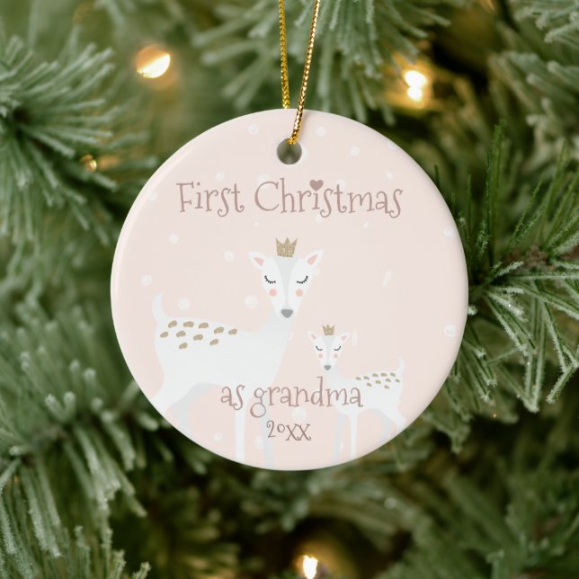 First Christmas as Grandma - Cute Deer Ceramic Tree Decoration (Tree)