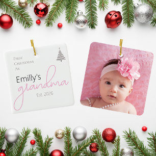 First Christmas As Grandma Established Year Photo Ceramic Ornament