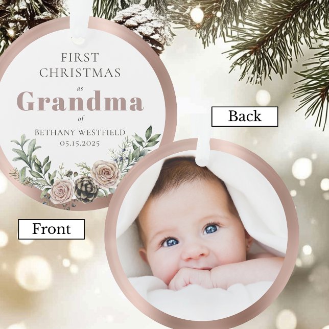 First Christmas as Grandma Photo Keepsake Ornament (First Christmas as Grandma Photo Acrylic Keepsake Ornament)