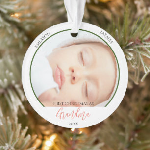 First Christmas As Grandma Photo Script Ornament