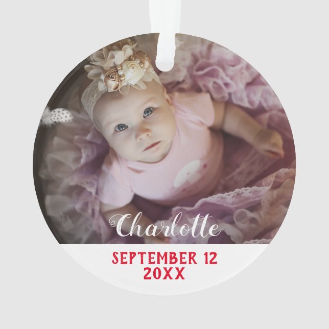 First Christmas as Grandma red & white with photo Ornament (Back)