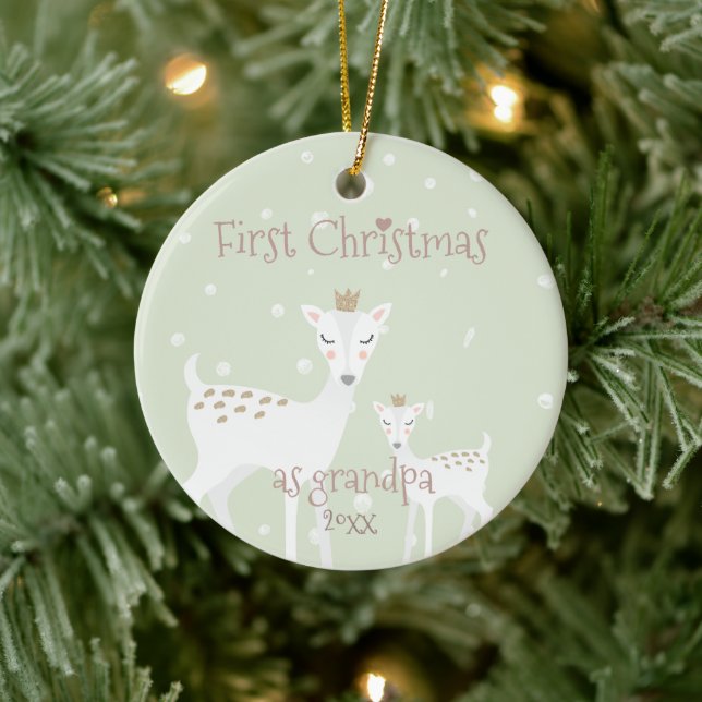 First Christmas as Grandpa - Cute Deer Ceramic Tree Decoration (Tree)