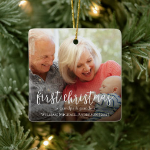 First Christmas as Grandpa & Grandma Baby Photo Ceramic Ornament