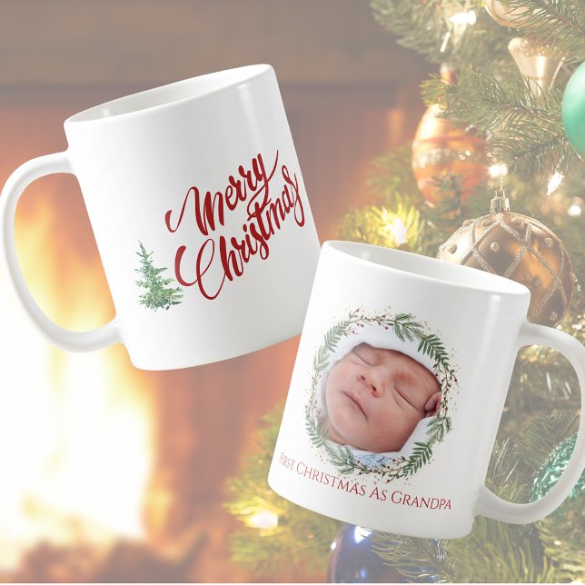 First Christmas as Grandpa Merry Christmas Cute Coffee Mug (First Christmas as Grandpa Merry Christmas Cute Coffee Mug)