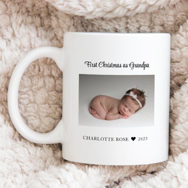 First Christmas as Grandpa New Baby Photo Coffee Mug (Creator Uploaded)