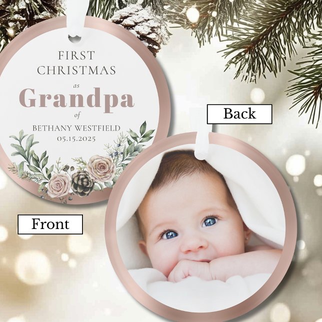 First Christmas as Grandpa Photo Keepsake Ornament (First Christmas as Grandpa Photo Acrylic Keepsake Ornament)