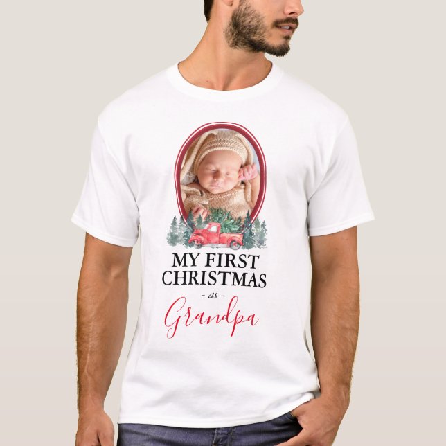 First Christmas as Grandpa Red Truck T-Shirt (Front)