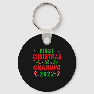 First Christmas As Grandpa Xmas Grandfather New Gr Key Ring