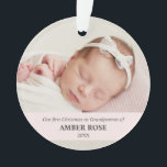 First Christmas as Grandparents 2 photos<br><div class="desc">Our 2 PHOTO Acrylic Ornament is a perfect keepsake to never forget your First Christmas as Grandpa and Grandma.
Choose 2 best photos of your beloved niece and adorn your Christmas tree!! LIGHT PINK STRIPE OVERLAY</div>