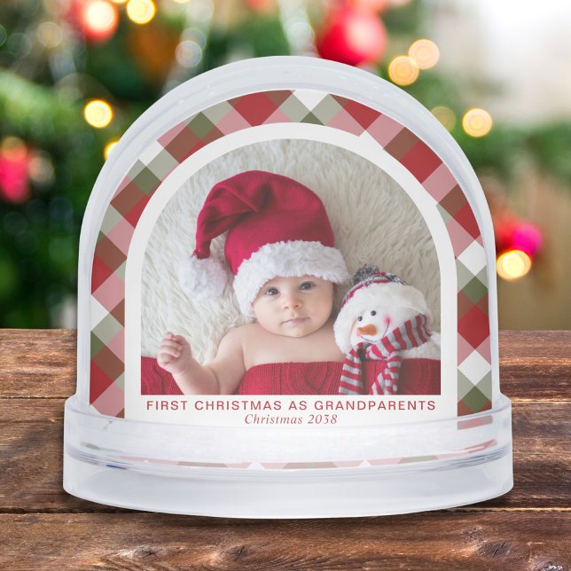 First Christmas As Grandparents Arch Baby Photo Snowglobe (Creator Uploaded)