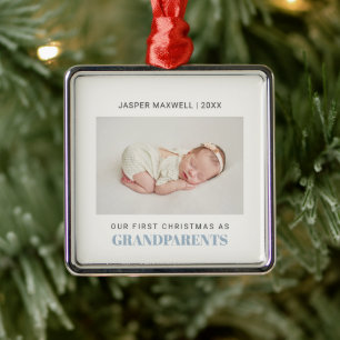 First Christmas as Grandparents Baby Boy photo  Metal Tree Decoration