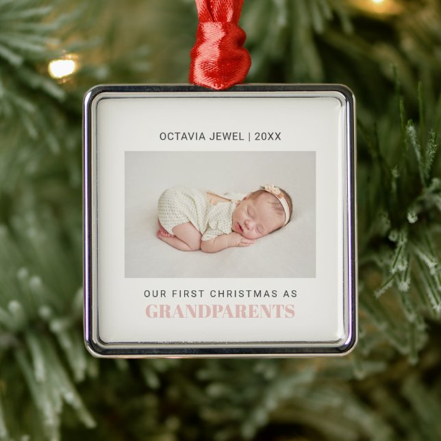 First Christmas as Grandparents Baby Girl photo   Metal Tree Decoration (Tree)