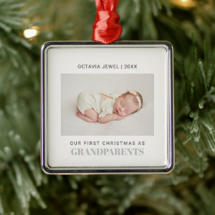 First Christmas as Grandparents Baby Girl photo   Metal Tree Decoration