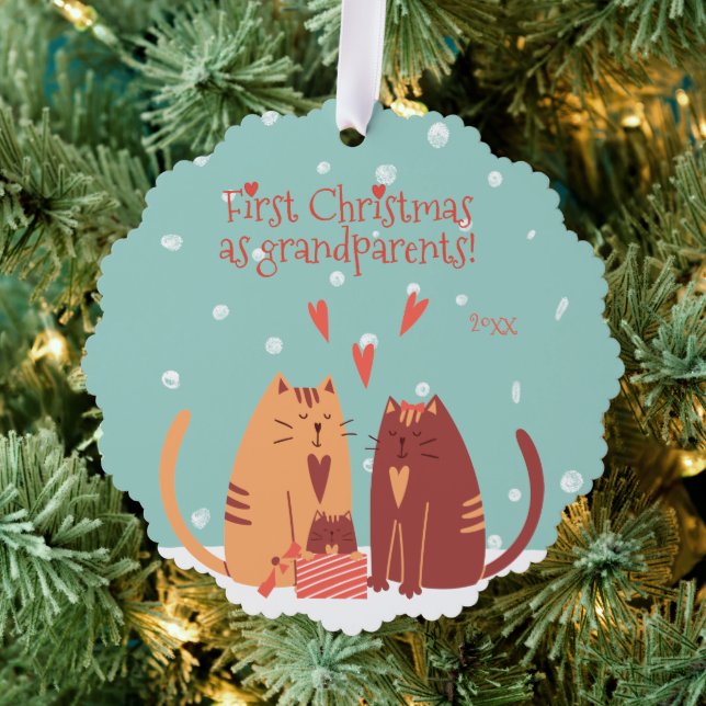 First Christmas as Grandparents! Cute Cats  Tree Decoration Card (Insitu (Tree))