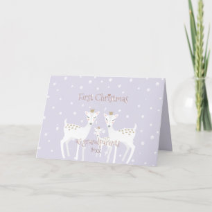 First Christmas as Grandparents - Cute Deer Lilac Holiday Card