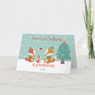 First Christmas as Grandparents  Cute Little Foxes Card